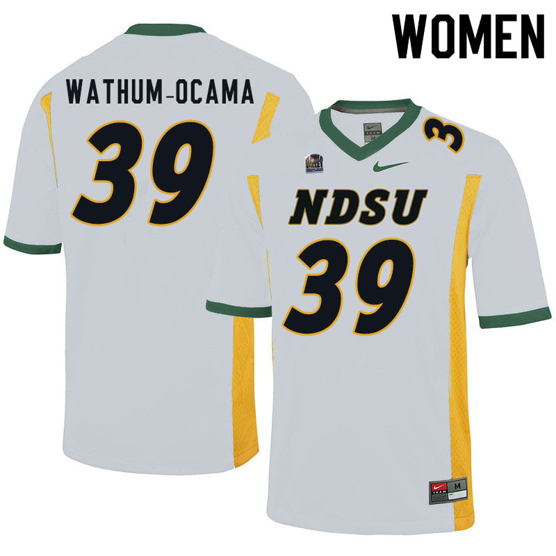 Women #39 Jenaro Wathum-Ocama North Dakota State Bison College Football Jerseys Sale-White